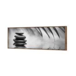 Black Stone Reflection, Black And White (Long) 7 Black Stone Reflection, Black And White (Long) -WALL ART DESGIN SALE black stone reflection black and white long canvas natural floating frame 60x20cm 810835