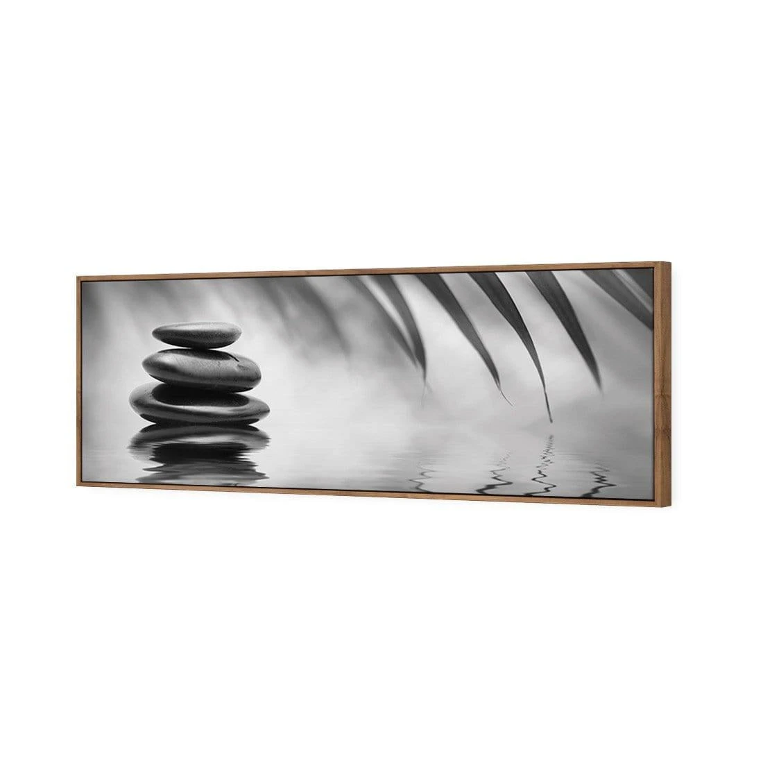 Black Stone Reflection, Black and White (Long) Black Stone Reflection, Black And White (Long) -WALL ART DESGIN SALE black stone reflection black and white long canvas natural floating frame 60x20cm 810835