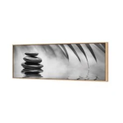 Black Stone Reflection, Black And White (Long) 6 Black Stone Reflection, Black And White (Long) -WALL ART DESGIN SALE black stone reflection black and white long canvas oak floating frame 60x20cm 565214