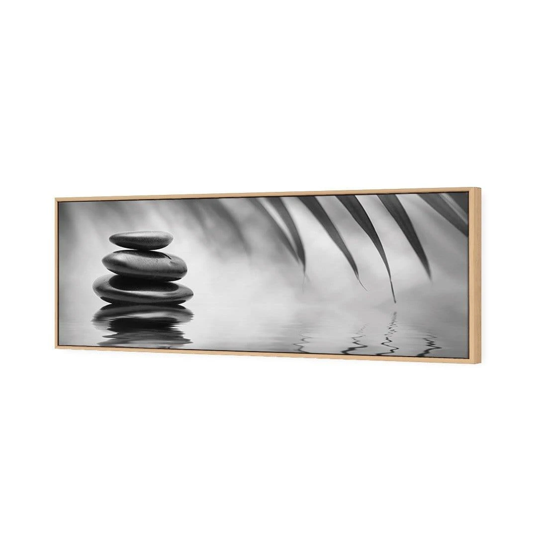 Black Stone Reflection, Black and White (Long) Black Stone Reflection, Black And White (Long) -WALL ART DESGIN SALE black stone reflection black and white long canvas oak floating frame 60x20cm 565214