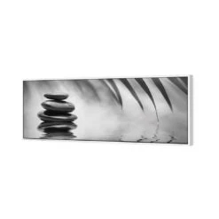 Black Stone Reflection, Black And White (Long) 5 Black Stone Reflection, Black And White (Long) -WALL ART DESGIN SALE black stone reflection black and white long canvas white floating frame 60x20cm 926018