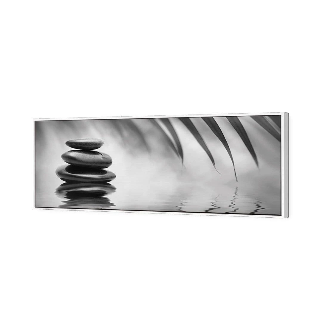 Black Stone Reflection, Black and White (Long) Black Stone Reflection, Black And White (Long) -WALL ART DESGIN SALE black stone reflection black and white long canvas white floating frame 60x20cm 926018