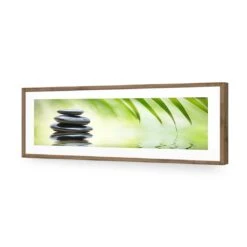 Black Stone Reflection (Long) 13 Black Stone Reflection (Long) -WALL ART DESGIN SALE black stone reflection long acrylic glass with border natural frame 90x30cm 532251