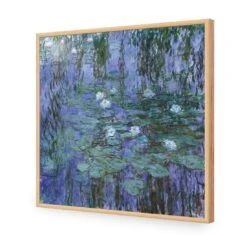 Blue Water Lilies By Monet 18 Blue Water Lilies By Monet -WALL ART DESGIN SALE blue water lilies by monet acrylic glass no border oak frame 37x37cm 267884