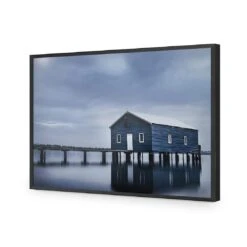 Boatshed Blues -WALL ART DESGIN SALE boatshed blues acrylic glass no border black frame 45x30cm 183539