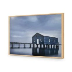 Boatshed Blues -WALL ART DESGIN SALE boatshed blues acrylic glass no border oak frame 45x30cm 972142