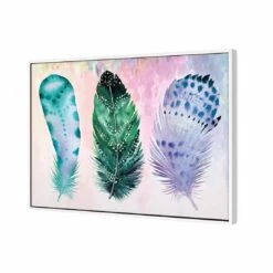 Boho Feathers, Teal Canvas Art 5 Boho Feathers, Teal Canvas Art -WALL ART DESGIN SALE boho feathers teal canvas art 45x30cm white frame 962130