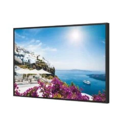 Bougainvillea In Greece Canvas Art -WALL ART DESGIN SALE bougainvillea in greece canvas art 45x30cm black frame 695677