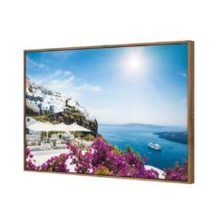 Bougainvillea In Greece Canvas Art -WALL ART DESGIN SALE bougainvillea in greece canvas art 45x30cm natural frame 412702