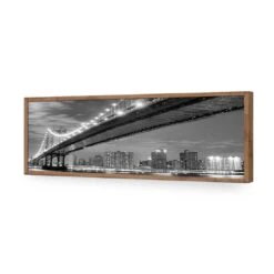 Bridge Over New York, Black And White (Long) -WALL ART DESGIN SALE bridge over new york black and white long acrylic glass no border natural frame 90x30cm 877596