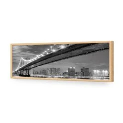 Bridge Over New York, Black And White (Long) -WALL ART DESGIN SALE bridge over new york black and white long acrylic glass no border oak frame 90x30cm 368176