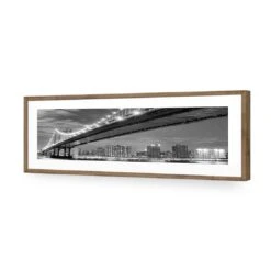 Bridge Over New York, Black And White (Long) -WALL ART DESGIN SALE bridge over new york black and white long acrylic glass with border natural frame 90x30cm 672080