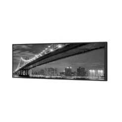 Bridge Over New York, Black And White (Long) -WALL ART DESGIN SALE bridge over new york black and white long canvas black floating frame 60x20cm 610926