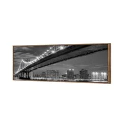 Bridge Over New York, Black And White (Long) -WALL ART DESGIN SALE bridge over new york black and white long canvas natural floating frame 60x20cm 371889