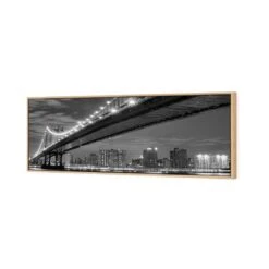 Bridge Over New York, Black And White (Long) -WALL ART DESGIN SALE bridge over new york black and white long canvas oak floating frame 60x20cm 863163