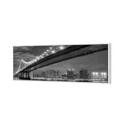 Bridge Over New York, Black And White (Long) -WALL ART DESGIN SALE bridge over new york black and white long canvas white floating frame 60x20cm 684485