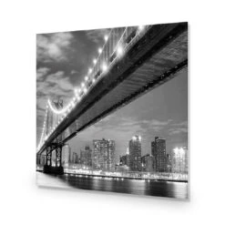 Bridge Over New York, Black And White (Square) -WALL ART DESGIN SALE bridge over new york black and white square acrylic glass no border no frame 37x37cm 247487