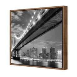 Bridge Over New York, Black And White (Square) -WALL ART DESGIN SALE bridge over new york black and white square canvas natural floating frame 37x37cm 990420