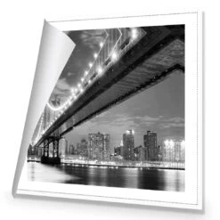 Bridge Over New York, Black And White (Square) -WALL ART DESGIN SALE bridge over new york black and white square canvas rolled canvas 37x37cm 227548