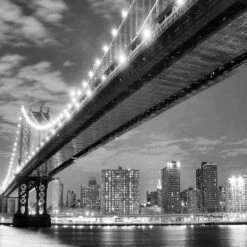 Bridge Over New York, Black And White (Square)