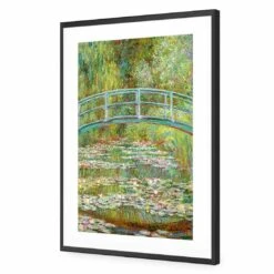 Bridge Over Rose Pond - Monet Acrylic Print Art -WALL ART DESGIN SALE bridge over rose pond monet acrylic glass art with border black frame 45x30cm 210453