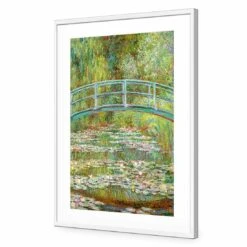 Bridge Over Rose Pond - Monet Acrylic Print Art -WALL ART DESGIN SALE bridge over rose pond monet acrylic glass art with border white frame 45x30cm 889351
