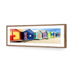 Brighton Beach Boxes (Long) 13 Brighton Beach Boxes (Long) -WALL ART DESGIN SALE brighton beach boxes long acrylic glass with border natural frame 90x30cm 452978
