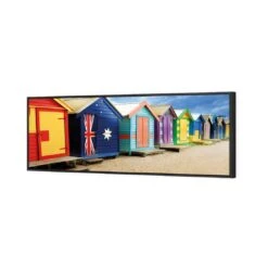 Brighton Beach Boxes (Long) 4 Brighton Beach Boxes (Long) -WALL ART DESGIN SALE brighton beach boxes long canvas black floating frame 60x20cm 863525