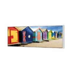 Brighton Beach Boxes (Long) 5 Brighton Beach Boxes (Long) -WALL ART DESGIN SALE brighton beach boxes long canvas white floating frame 60x20cm 794802