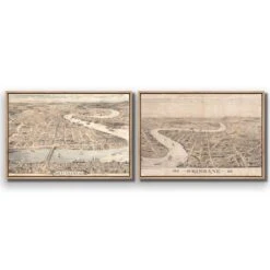 Brisbane 1888 Perfect Pairs -WALL ART DESGIN SALE brisbane 1888 perfect pairs canvas oak floating frame 45x30cm 599889