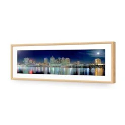 Brisbane In Moonlight (Long) -WALL ART DESGIN SALE brisbane in moonlight long acrylic glass with border oak frame 90x30cm 122755