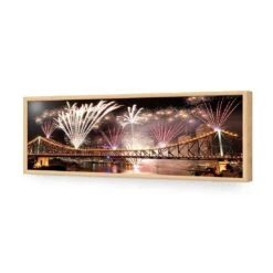 Brisbane Riverfire (long) 17 Brisbane Riverfire (long) -WALL ART DESGIN SALE brisbane riverfire long acrylic glass no border oak frame 90x30cm 996060