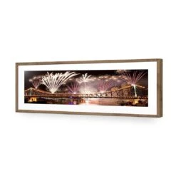 Brisbane Riverfire (long) 13 Brisbane Riverfire (long) -WALL ART DESGIN SALE brisbane riverfire long acrylic glass with border natural frame 90x30cm 548970