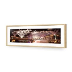 Brisbane Riverfire (long) 12 Brisbane Riverfire (long) -WALL ART DESGIN SALE brisbane riverfire long acrylic glass with border oak frame 90x30cm 913110