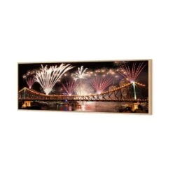 Brisbane Riverfire (long) 6 Brisbane Riverfire (long) -WALL ART DESGIN SALE brisbane riverfire long canvas oak floating frame 60x20cm 902968