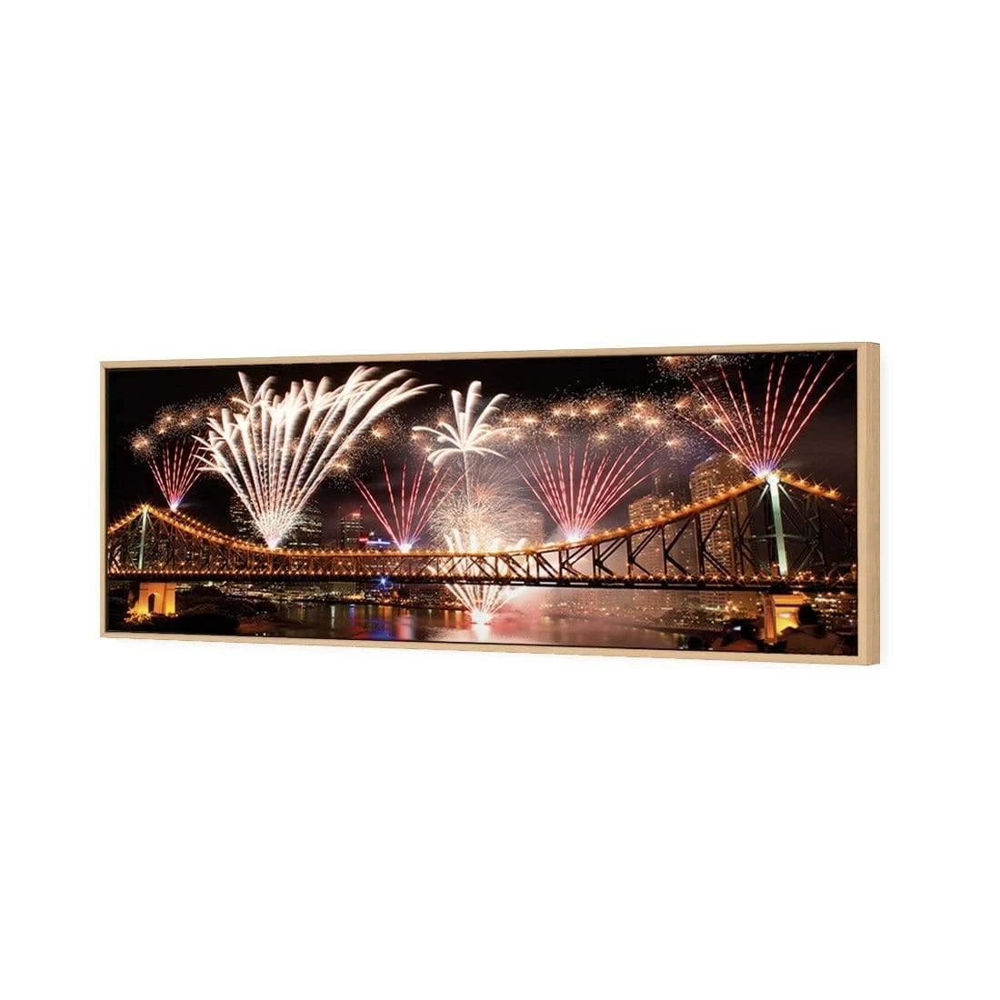 Brisbane Riverfire (long) Brisbane Riverfire (long) -WALL ART DESGIN SALE brisbane riverfire long canvas oak floating frame 60x20cm 902968