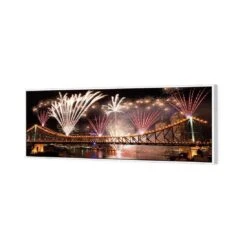 Brisbane Riverfire (long) 5 Brisbane Riverfire (long) -WALL ART DESGIN SALE brisbane riverfire long canvas white floating frame 60x20cm 816638