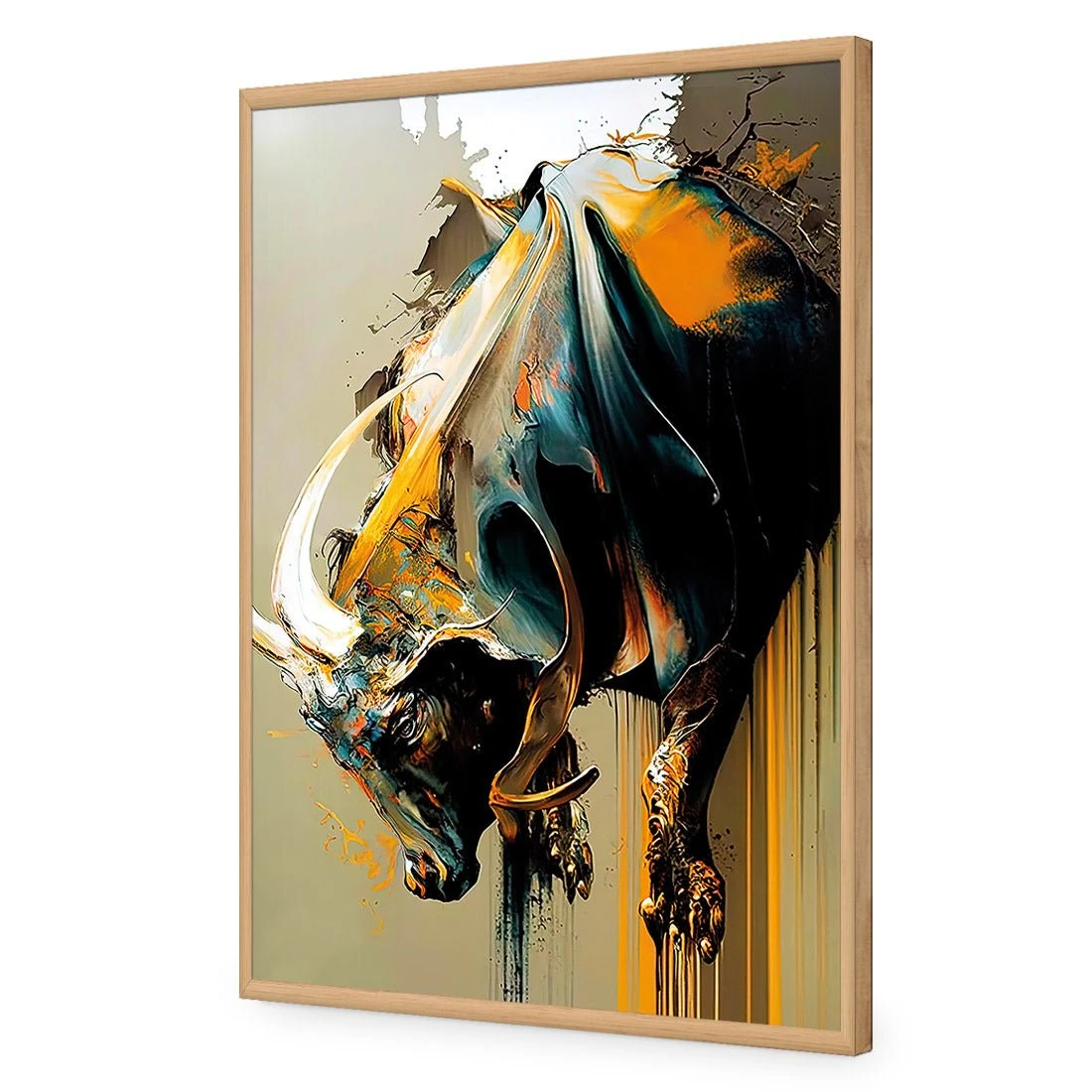 Bucking Bull Bucking Bull -WALL ART DESGIN SALE bucking bull acrylic glass no border oak frame 45x30cm 571492