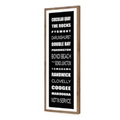 Bus Scrolls Sydney East Black And White (Long) 14 Bus Scrolls Sydney East Black And White (Long) -WALL ART DESGIN SALE bus scrolls sydney east black and white long acrylic glass with border natural frame 90x30cm 761952