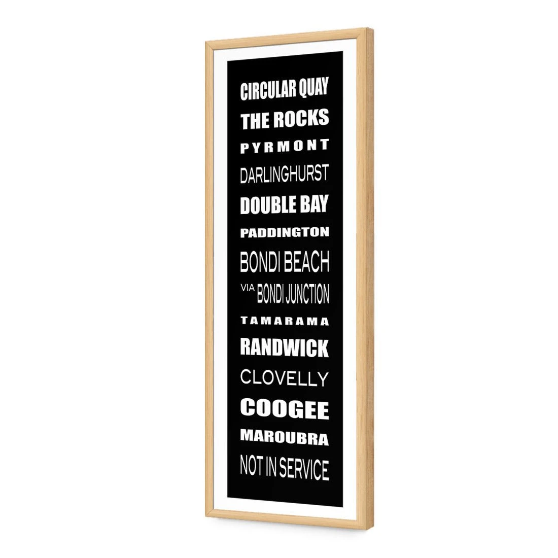 Bus Scrolls Sydney East Black and White (Long) Bus Scrolls Sydney East Black And White (Long) -WALL ART DESGIN SALE bus scrolls sydney east black and white long acrylic glass with border oak frame 90x30cm 888634