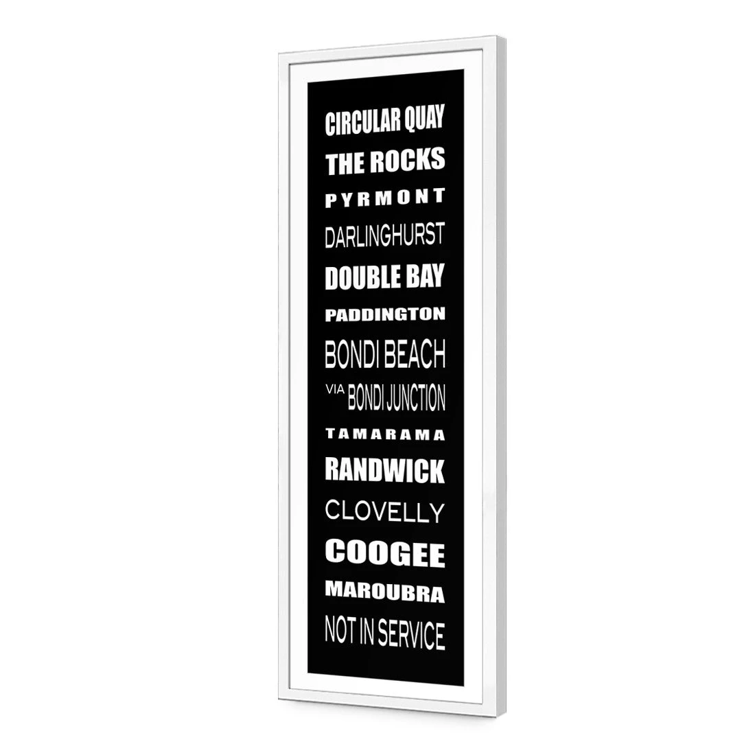 Bus Scrolls Sydney East Black and White (Long) Bus Scrolls Sydney East Black And White (Long) -WALL ART DESGIN SALE bus scrolls sydney east black and white long acrylic glass with border white frame 90x30cm 898469