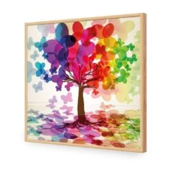 Butterfly Tree (square) -WALL ART DESGIN SALE butterfly tree square acrylic glass no border oak frame 37x37cm 956364