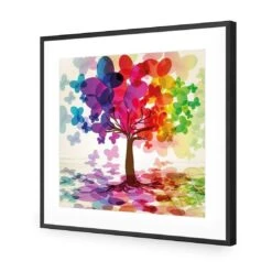 Butterfly Tree (square) -WALL ART DESGIN SALE butterfly tree square acrylic glass with border black frame 37x37cm 829882