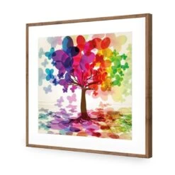 Butterfly Tree (square) -WALL ART DESGIN SALE butterfly tree square acrylic glass with border natural frame 37x37cm 255273