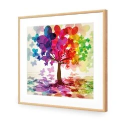 Butterfly Tree (square) -WALL ART DESGIN SALE butterfly tree square acrylic glass with border oak frame 37x37cm 687945