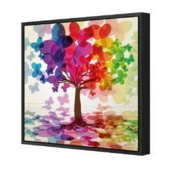 Butterfly Tree (square) -WALL ART DESGIN SALE butterfly tree square canvas black floating frame 37x37cm 771094