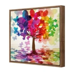 Butterfly Tree (square) -WALL ART DESGIN SALE butterfly tree square canvas natural floating frame 37x37cm 780891