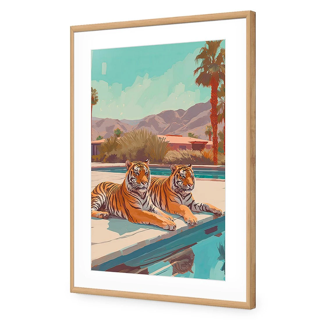 By the Pool By The Pool -WALL ART DESGIN SALE by the pool acrylic glass with border oak frame 45x30cm 636045