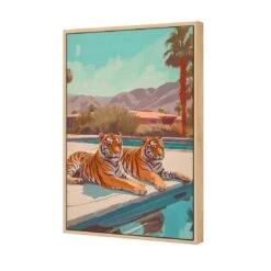 By The Pool 6 By The Pool -WALL ART DESGIN SALE by the pool canvas oak frame 45x30cm 678891