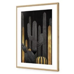 Cactus Montage 01 -WALL ART DESGIN SALE cactus montage 01 acrylic glass with border oak frame 45x30cm 835265